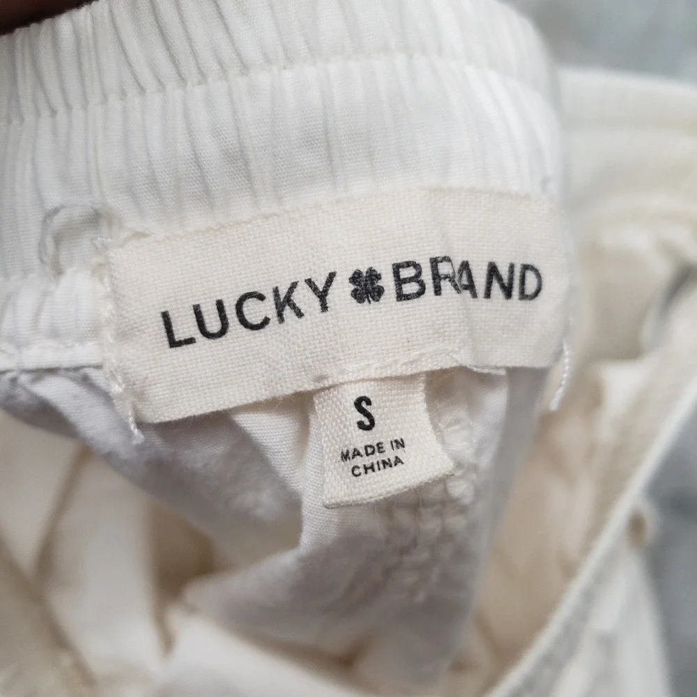 Lucky Brand Cargo Pants Women Small White Wide Leg